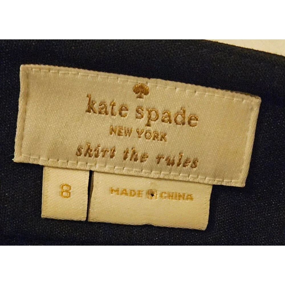 Kate Spade New York Black Skirt Gold Zip Up Back Size 8
